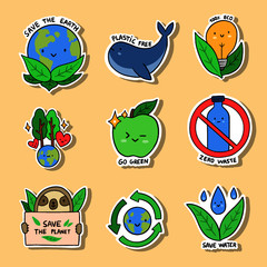 Collection of hand drawn ecology badges