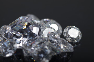 Close up shot of beautiful brilliant crystal zirconia diamond beads for jewelry 