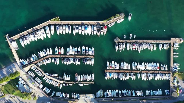 Boat parking aerial view, Italia