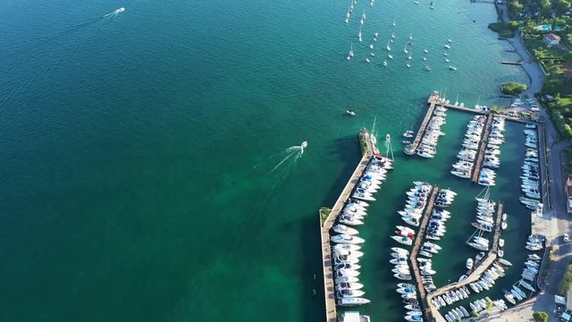 Boat parking aerial view, Italia