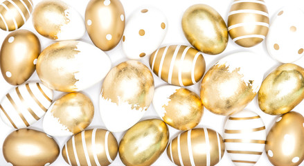 Easter background Golden eggs decoration