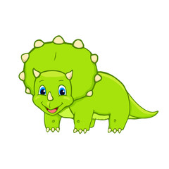 Cartoon Triceratops Cute Little Baby Dinosaur. Vector