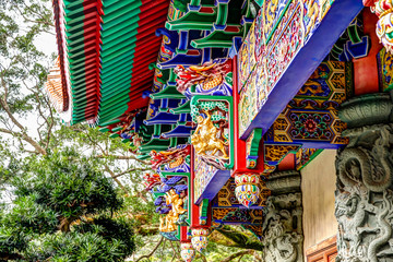 Temples of the Po Lin Monastery in Ngong Ping on Lantau Island in Hong Kong
