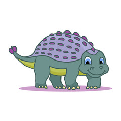 Cute Little Cartoon Baby Dinosaur - Ankylosaurus colorful. Vector