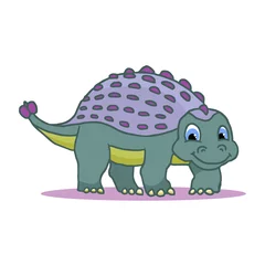 Foto op Canvas Cute Little Cartoon Baby Dinosaur - Ankylosaurus colorful. Vector © idimair
