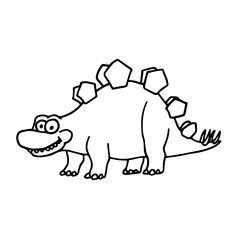 Cartoon Stegosaurus Cute Little Baby Dinosaur outline. Vector
