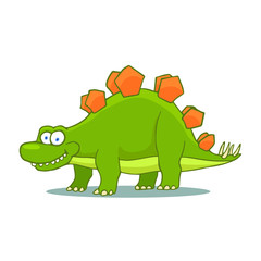 Cartoon Stegosaurus Cute Little Baby Dinosaur. Vector