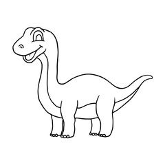 Cute Little Cartoon Baby Dinosaur - Diplodocus outline. Vector