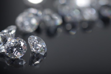Close up shot of beautiful brilliant crystal zirconia diamond beads for jewelry 