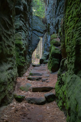 A narrow path between rocks
