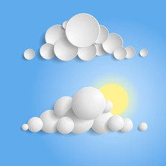 White clouds and sun in the blue sky. Icons vector eps 10