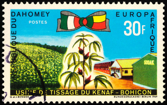 Kenaf factory on postage stamp