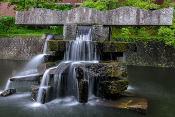 yamaguchi fountain with rock