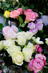 Fototapeta na wymiar bouquet of colorful roses