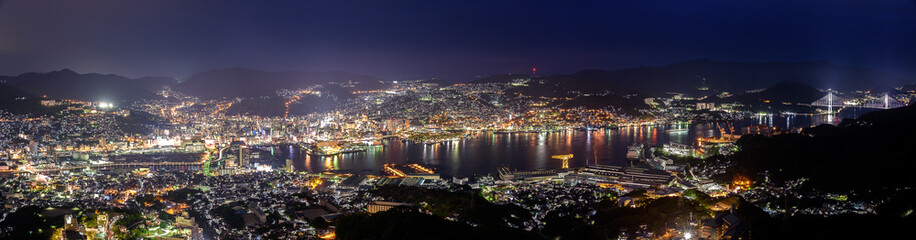 Nagasaki night landscape from the mount Inasa - obrazy, fototapety, plakaty