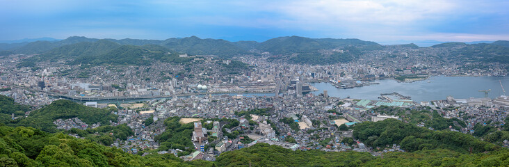 Nagasaki evening landscape from the mount Inasa