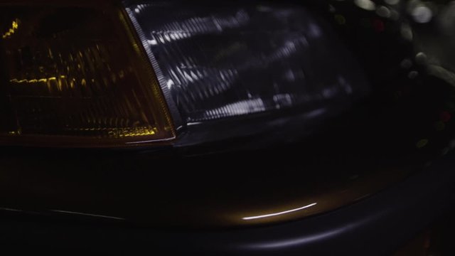 Gold japanese car head light detail