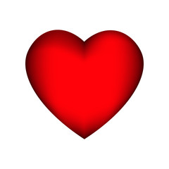 Red heart on white background, vector illustration.