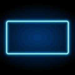 Neon rectangle frame on black background, vector illustration.