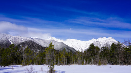 北アルプス, 上高地, 湖, 雪, 青