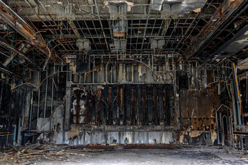 abandoned burned building