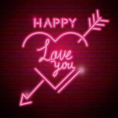 happy love you lettering of neon light