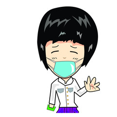 Vector illustration of a boy wearing Thai clothes in various positions, white background