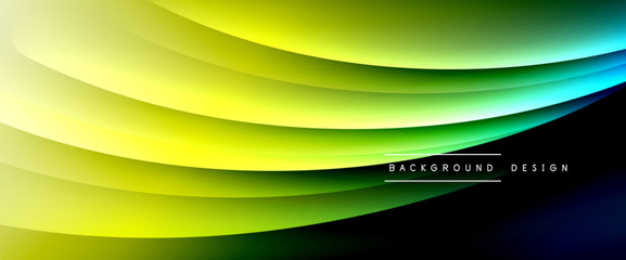 Wave liquid style lines with shadows and light on gradient background. Trendy simple fluid color gradient abstract background with dynamic straight shadow line effect