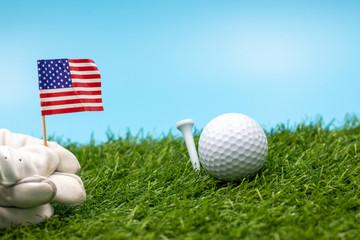 Golf ball with flag of America