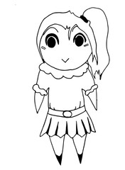 Cartoon cute little girl is walking in a good mood. Cutout vector character baby.