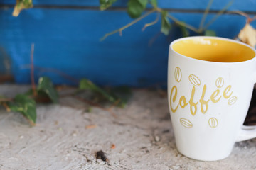 Yellow and white sitting on the ground