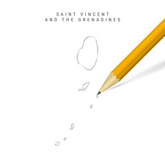 Saint Vincent and the Grenadines freehand pencil sketch outline vector map isolated on white background