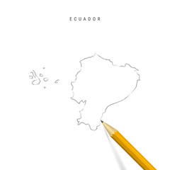 Ecuador freehand pencil sketch outline vector map isolated on white background