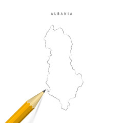 Albania freehand pencil sketch outline vector map isolated on white background