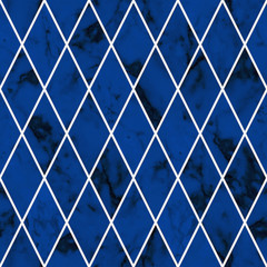 Seamless dark blue marble stone Rhombus shape pattern texture backgrounds