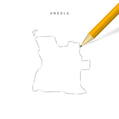 Angola freehand pencil sketch outline vector map isolated on white background
