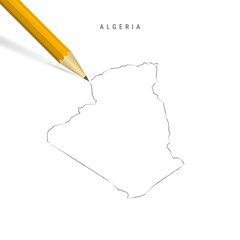 Algeria freehand pencil sketch outline vector map isolated on white background