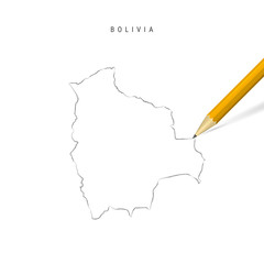 Bolivia freehand pencil sketch outline vector map isolated on white background