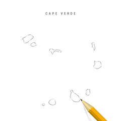 Cape Verde freehand pencil sketch outline vector map isolated on white background