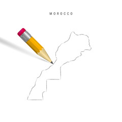 Morocco freehand pencil sketch outline vector map isolated on white background