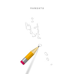 Vanuatu freehand pencil sketch outline vector map isolated on white background