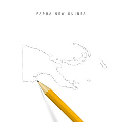 Papua New Guinea freehand pencil sketch outline vector map isolated on white background
