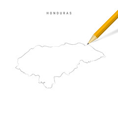Honduras freehand pencil sketch outline vector map isolated on white background