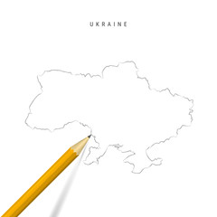 Ukraine freehand pencil sketch outline vector map isolated on white background