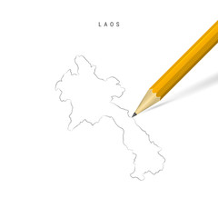 Laos freehand pencil sketch outline vector map isolated on white background