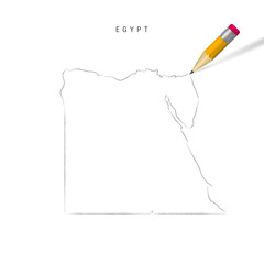 Egypt freehand pencil sketch outline vector map isolated on white background