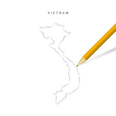 Vietnam freehand pencil sketch outline vector map isolated on white background