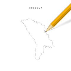 Moldova freehand pencil sketch outline vector map isolated on white background