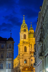Fototapeta premium Prague historical buildings at dusk , Prague, Czech Republic.