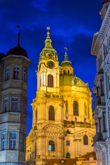 Fototapeta premium Prague historical buildings at dusk , Prague, Czech Republic.